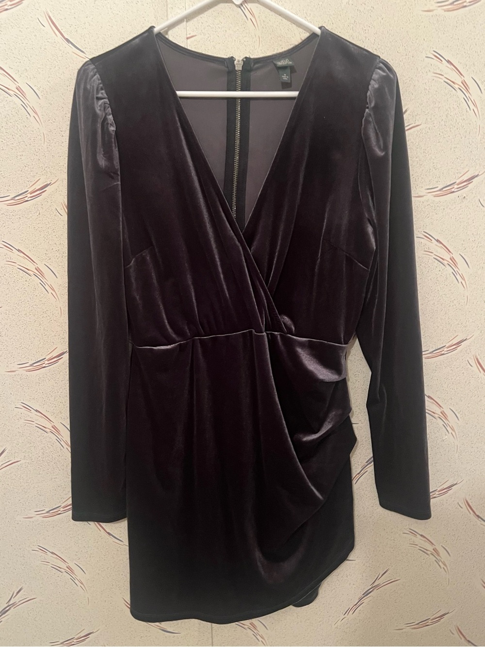 Wild Fable Black Velvet Faux Wrap Mini Dress